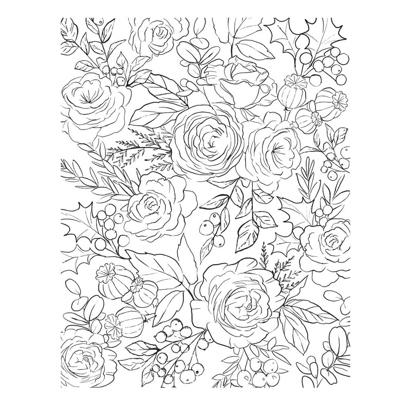 Spellbinders BetterPress Press Plate - Winter Rose Background, BP-195