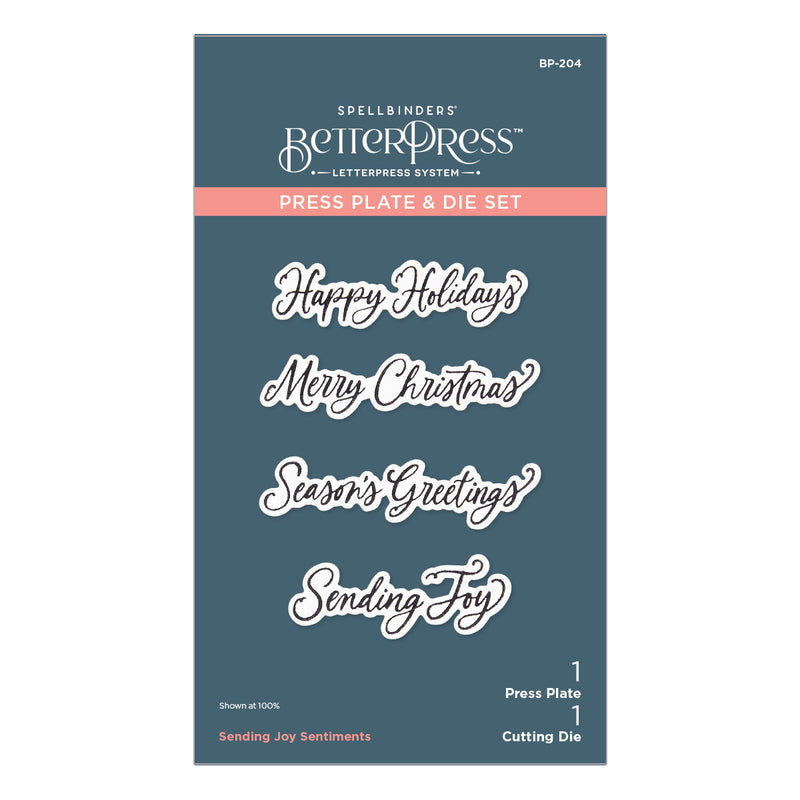 Spellbinders BetterPress Press Plate & De Set - Sending Joy Sentiments, BP-204