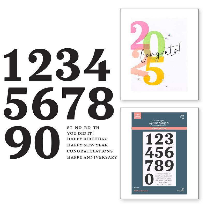 Spellbinders BetterPress Press Plate & Die Bundle - Bold Color Mix Numbers, BD-0911