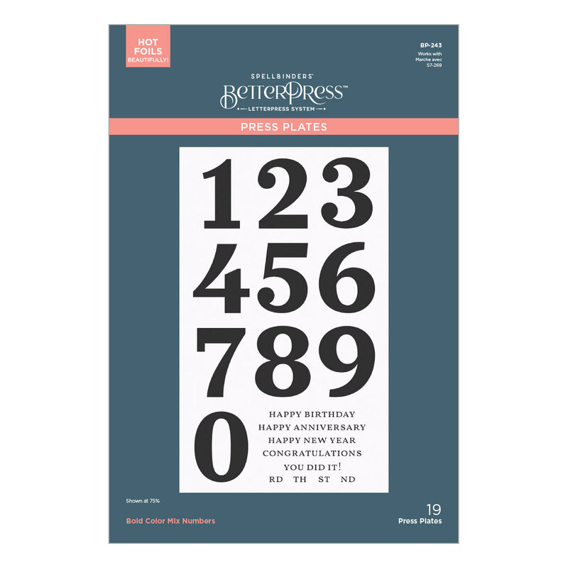 Spellbinders BetterPress Press Plate - Bold Color Mix Numbers, BP-243