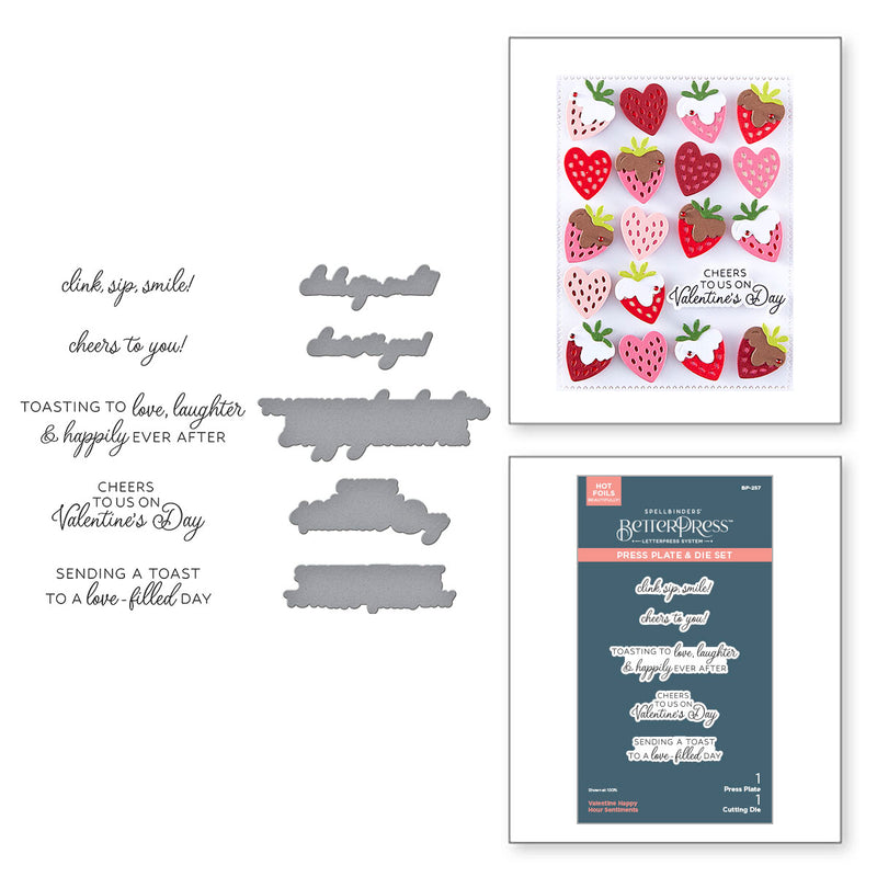 Spellbinders BetterPress Press Plate - Valentine Happy Hour Sentiments, BP-257