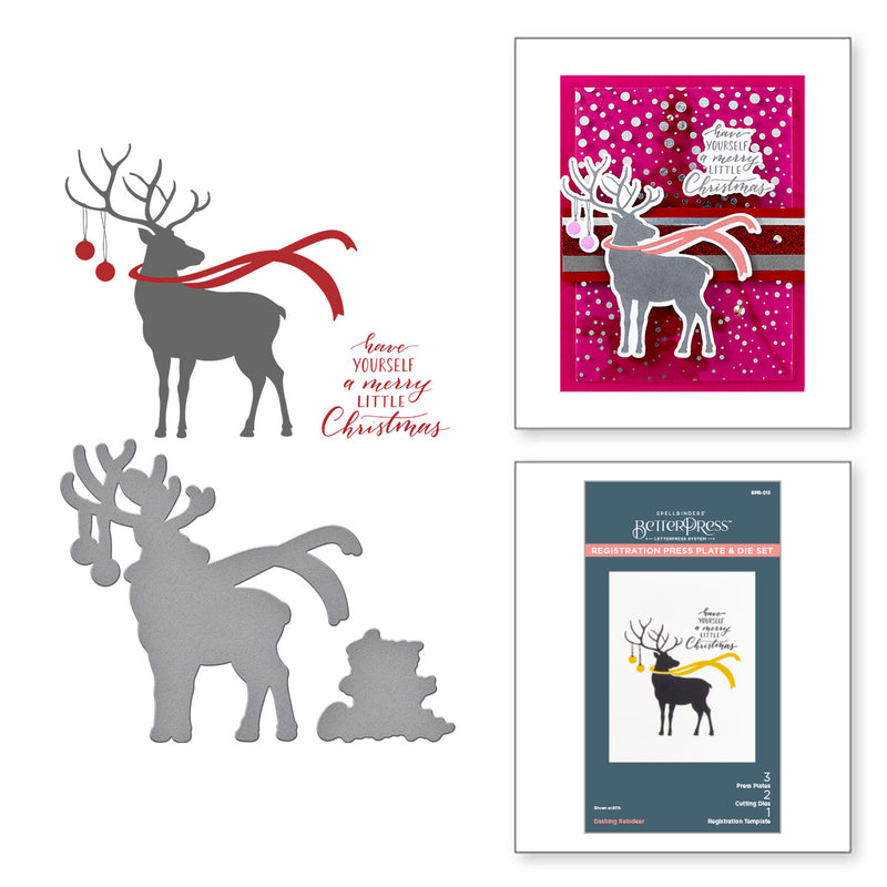 Spellbinders BetterPress Registration Press Plate & Die Set - Dashing Reindeer, BPR-013