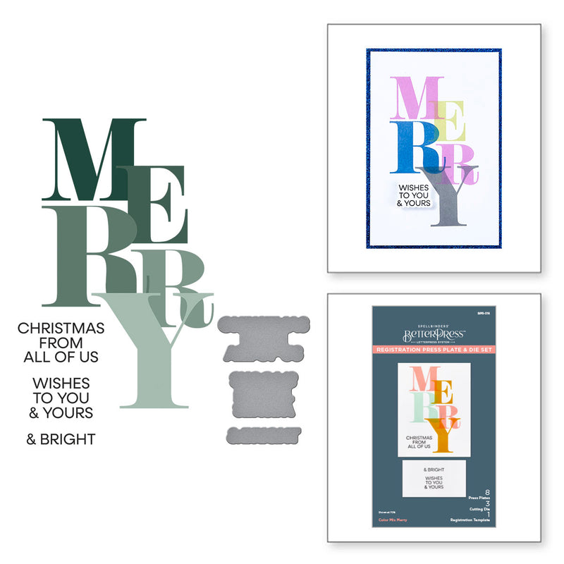 Spellbinders BetterPress Registration Press Plate & Die Set - Color Mix Merry, BPR-016