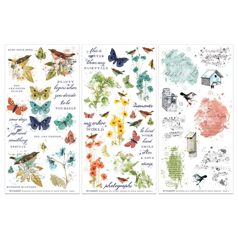 49 & Market Rub-On Transfer Set - Blendable, Birdsong, BSK-29499