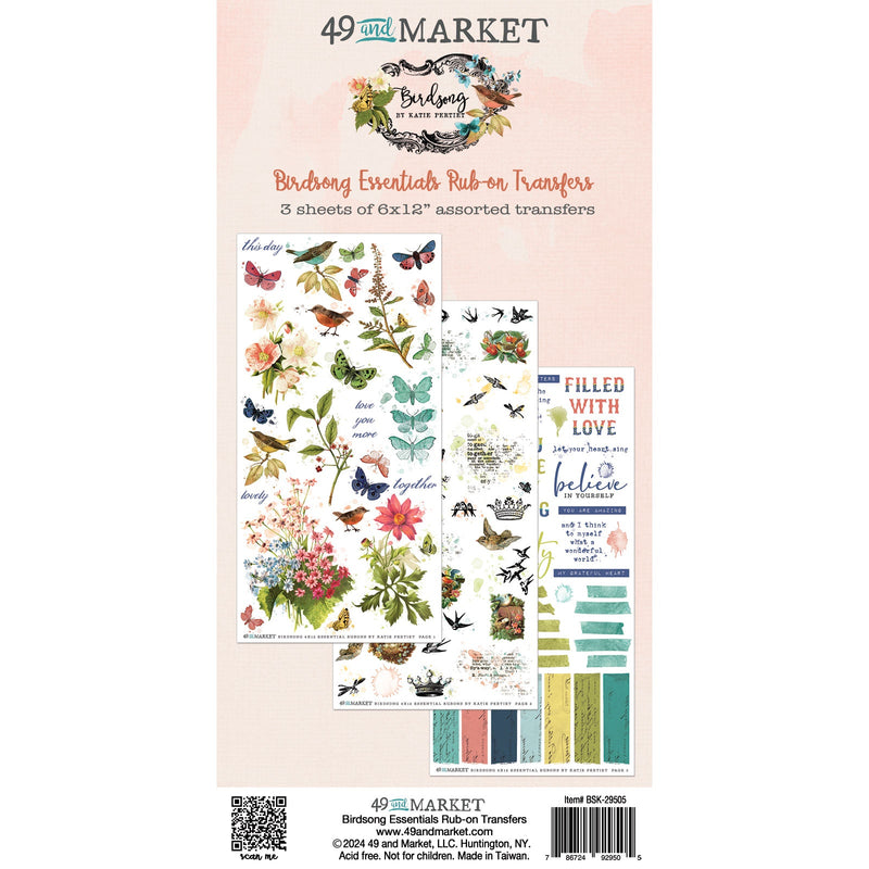 49 & Market Rub-On Transfer Set - Essentials, Birdsong, BSK-29505