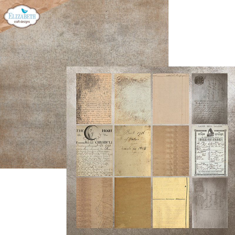 Elizabeth Craft Designs 12x12 Paper Pack- Coffee Dyed Papers, C022