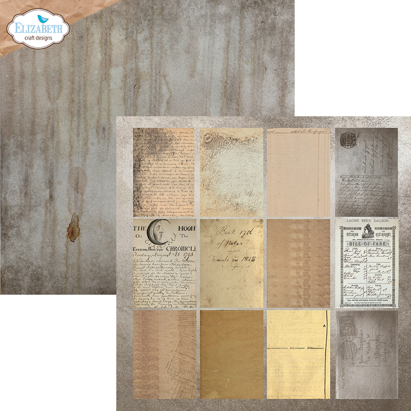 Elizabeth Craft Designs 12x12 Paper Pack- Coffee Dyed Papers, C022