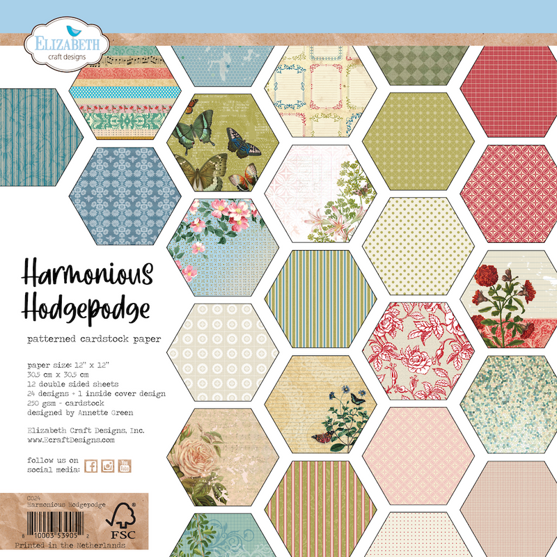 Elizabeth Craft Designs 12x12 Paper Pack- Harmonious Hodgepodge, C024