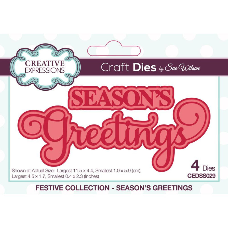 Creative Expressions Craft Dies - Season's Greetings, CEDSS029 by Sue Wilson