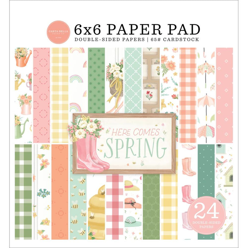 Carta Bella 6x6 D/S Paper Pad 24ct - Here Comes Spring, CS352023