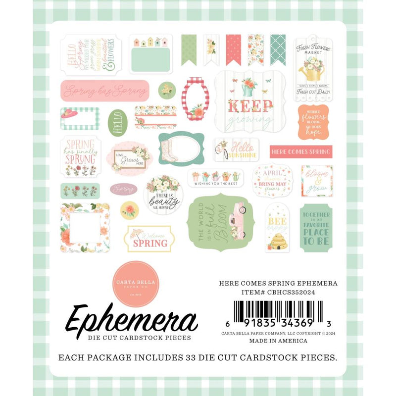 Carta Bella Cardstock Ephemera 33/Pc - Here Comes Spring, CS352024