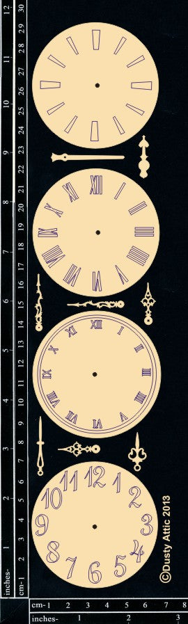 Dusty Attic Chipboard 3x12 - Clock Face & Hands, DA0391