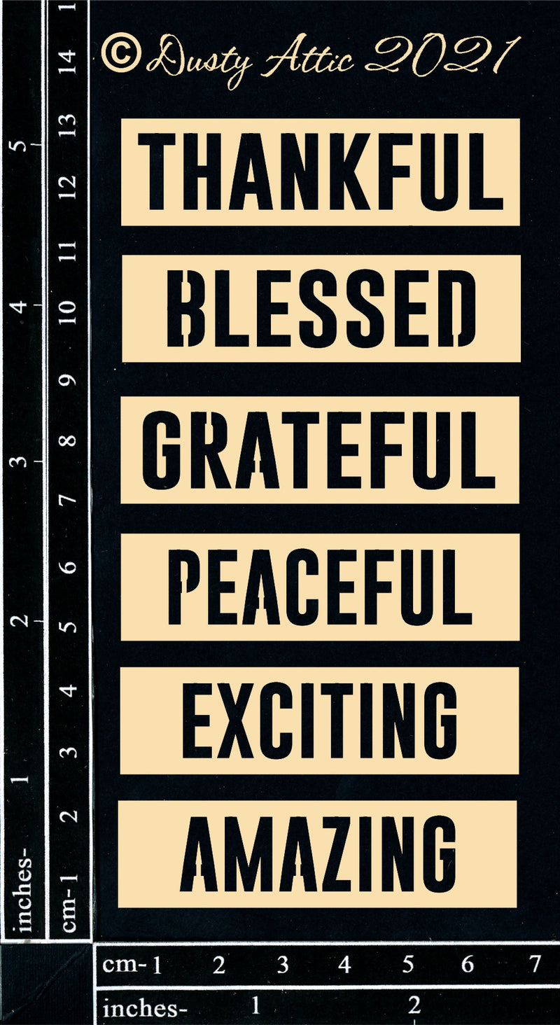 Dusty Attic Chipboard 3x5 - Thankful Labels, DA2936