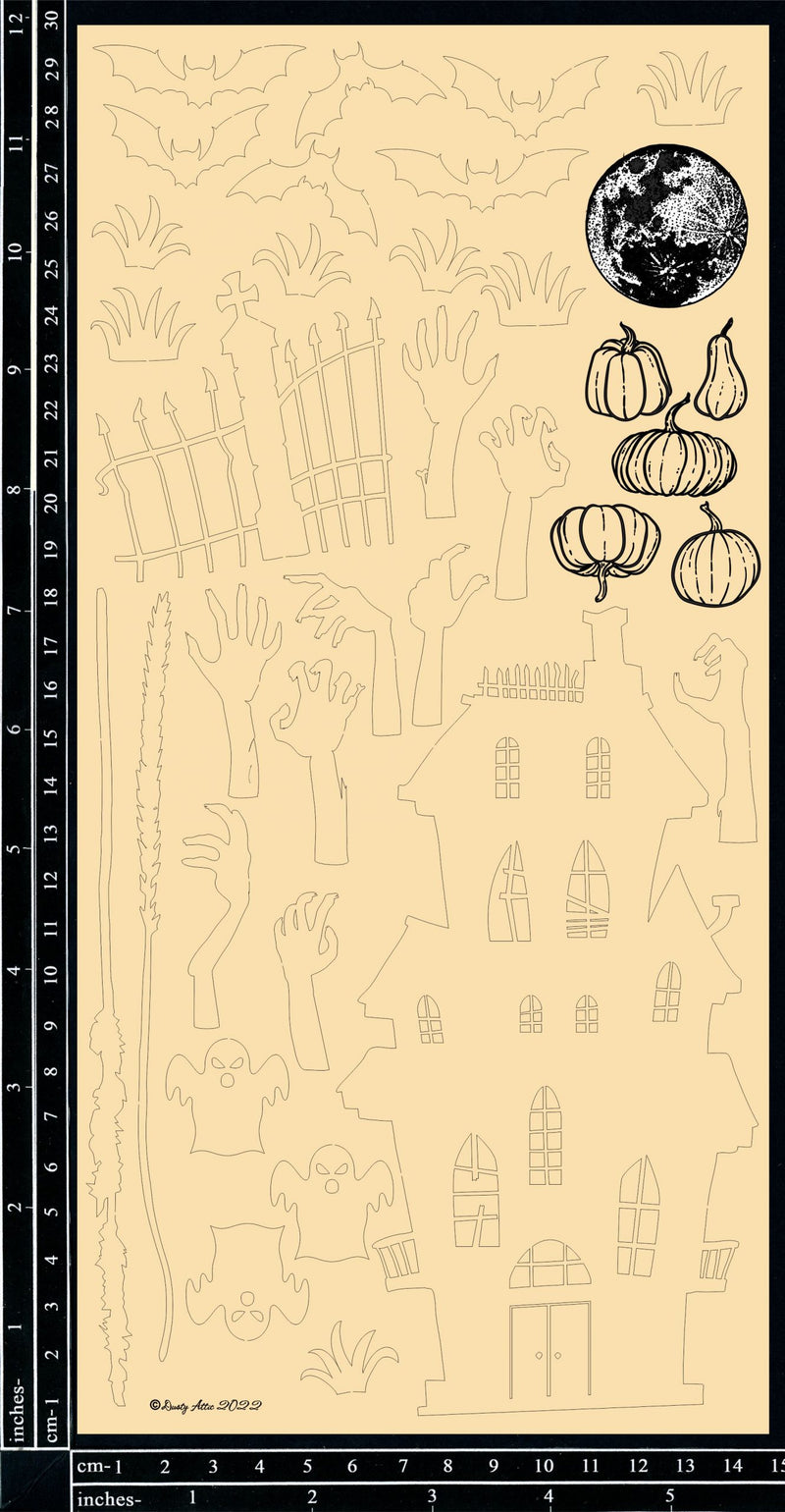 Dusty Attic Halloween Scene Shadow Box Kit – Haunted House, DA3219