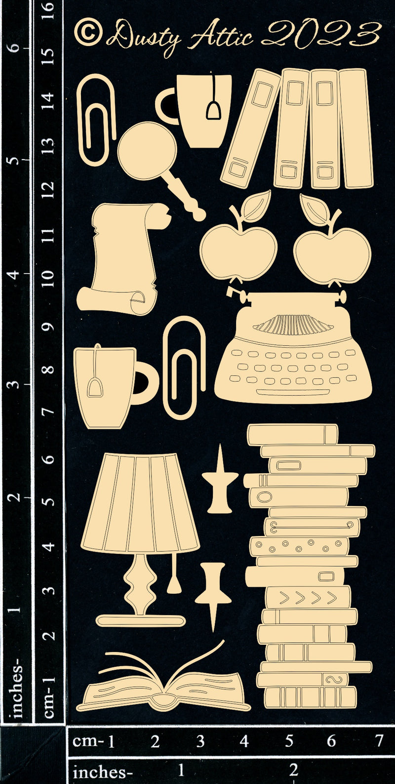 Dusty Attic Chipboard 3x6 - Reading Icons, DA3495