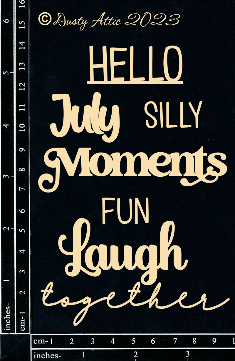 Dusty Attic Chipboard 4x6 - Hello July, DA3502