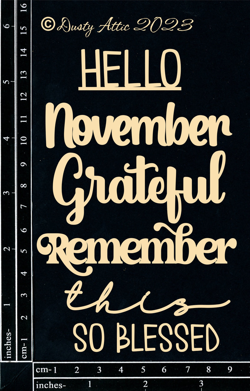 Dusty Attic Chipboard 4x6 - Hello November, DA3506