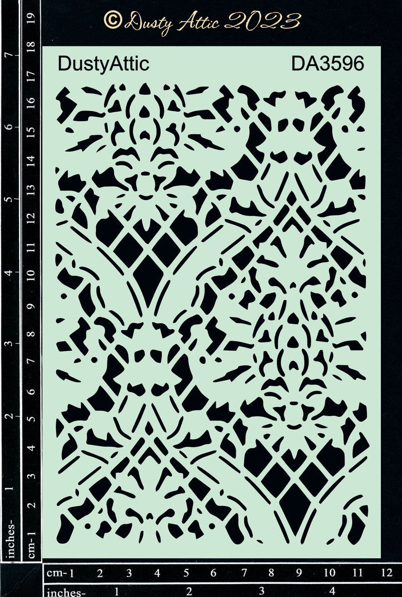 Dusty Attic Stencil 5x7 - Damask Stencil