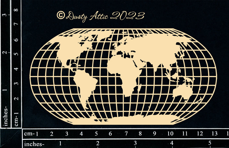 Dusty Attic Chipboard 3x5 - World Map