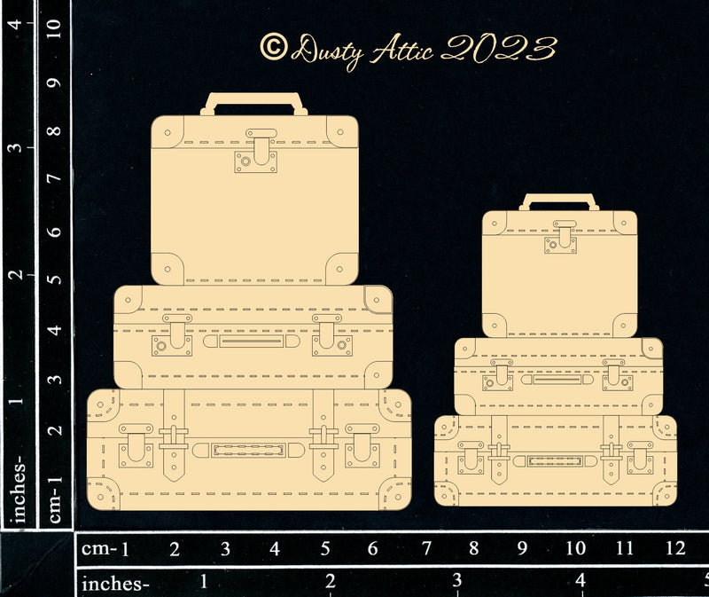 Dusty Attic Chipboard 3x5 - Stacked Suitcases, DA3653