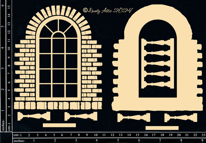 Dusty Attic Chipboard 4x6 - Brick Window - Small, DA3768