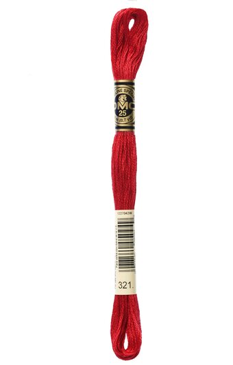 DMC 6-Std Embroidery Cotton Floss 8.7yd - Metallic Carmine Red (Christmas Red), DMC321