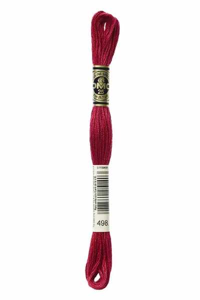 DMC 6-Strand Embroidery Cotton Floss 8.7yd - Red Kiss (Dark Christmas Red), DMC498