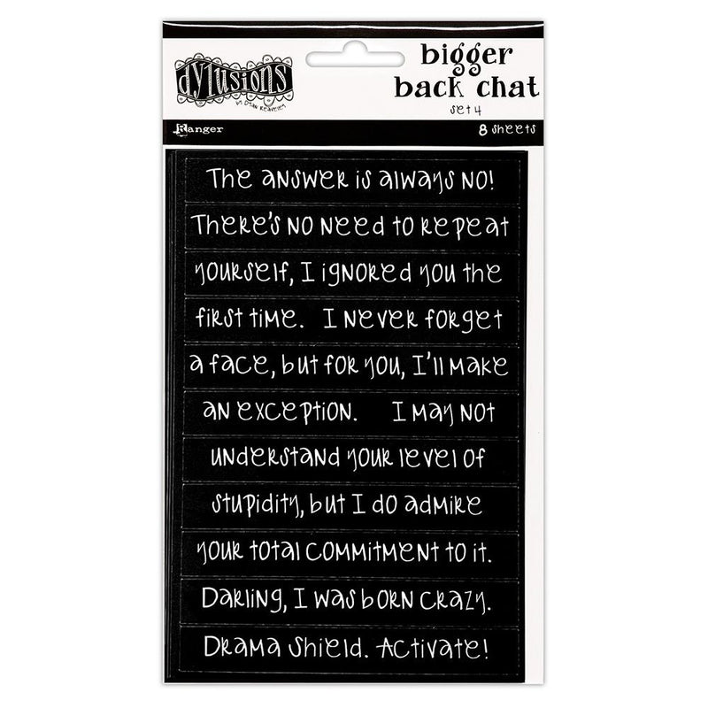 Dylusions Creative Dyary Bigger Back Chat Stickers - Black-Set