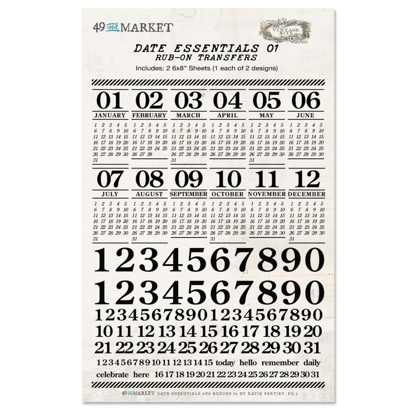 49 & Market Rub-On Transfers - Date Essentials 01, E24050