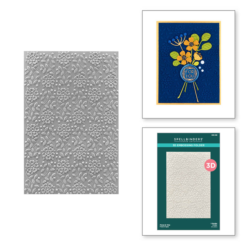 Spellbinders 3D Embossing Folder - Floral & Vine, E3D-058