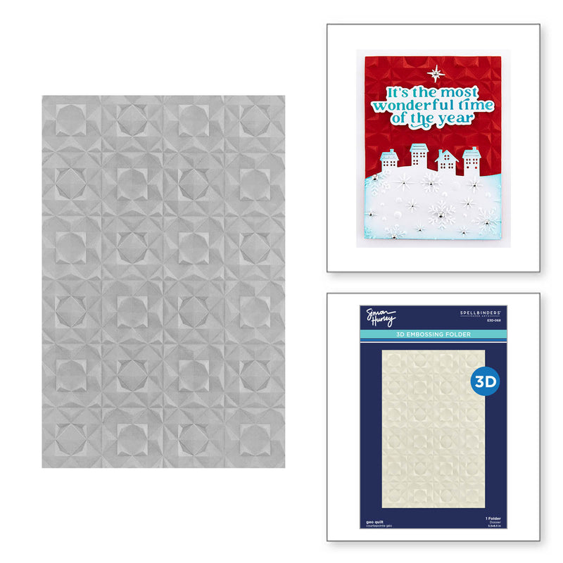 Spellbinders 3D Embossing Folder - Geo Quilt, E3D-068