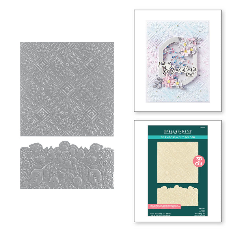 Spellbinders 3D Embossing Folder - Luxe Backdrop & Border, E3D-075