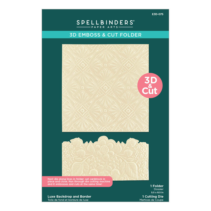 Spellbinders 3D Embossing Folder - Luxe Backdrop & Border, E3D-075