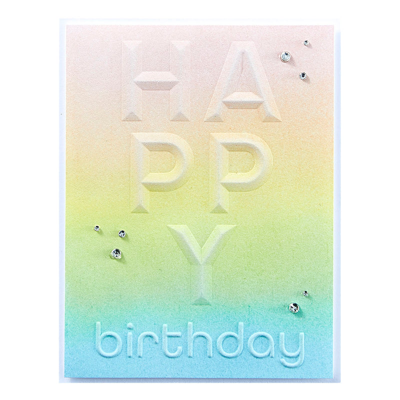 Spellbinders 3D Embossing Folder - Beveled Happy Birthday A2 Cardfront, E3D-092