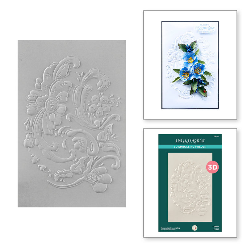 Spellbinders 3D Embossing Folder - Norwegian Rosemaling, E3D-105