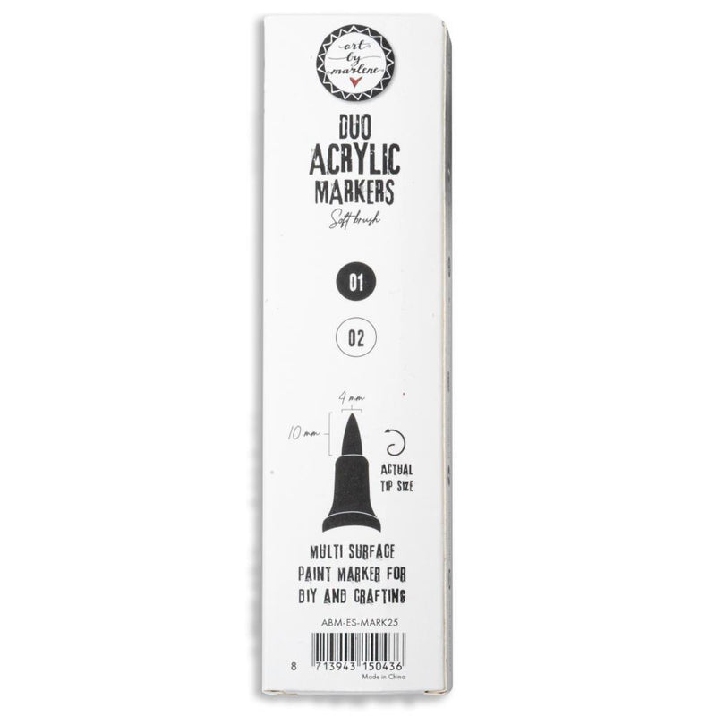 Studio Light Art By Marlene Duo Acrylic Markers 3/Pk - Nr 25 Black & White, ESMARK25