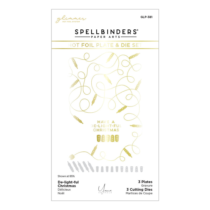 Spellbinders Glimmer Hot Foil Plate & Die Set - De-Light-Ful Christmas, GLP-381