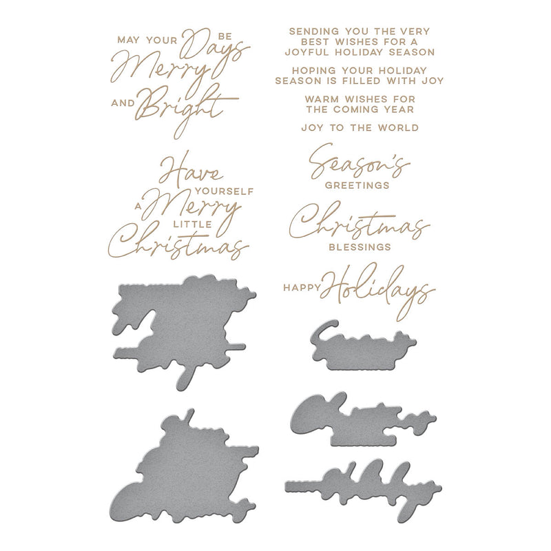 Spellbinders Glimmer Hot Foil Plate & Die Set - A Merry Little Christmas Sentiments, GLP-382