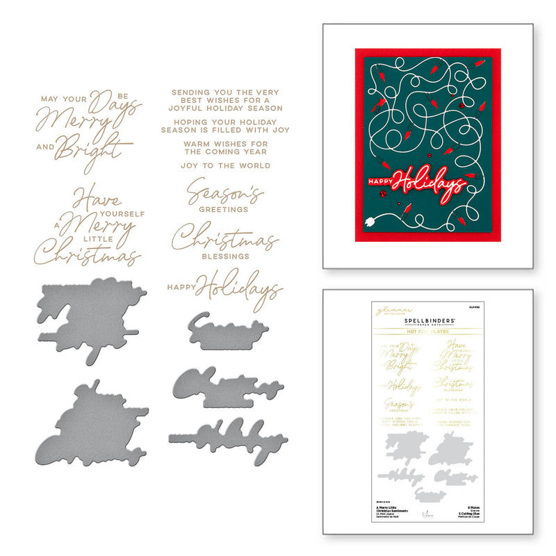 Spellbinders Glimmer Hot Foil Plate & Die Set - A Merry Little Christmas Sentiments, GLP-382