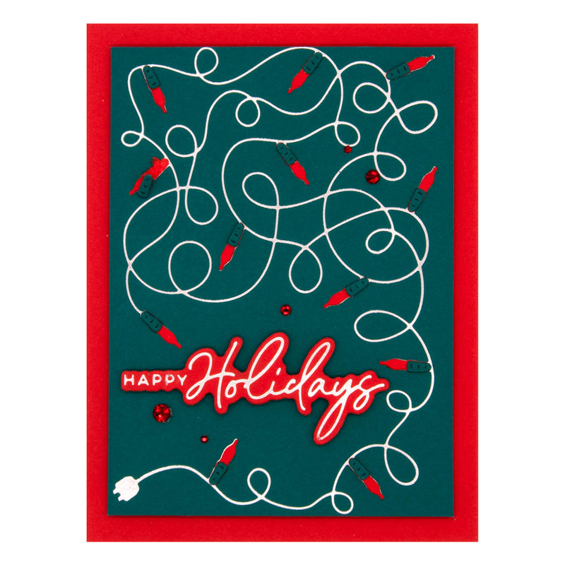 Spellbinders Glimmer Hot Foil Plate & Die Set - A Merry Little Christmas Sentiments, GLP-382