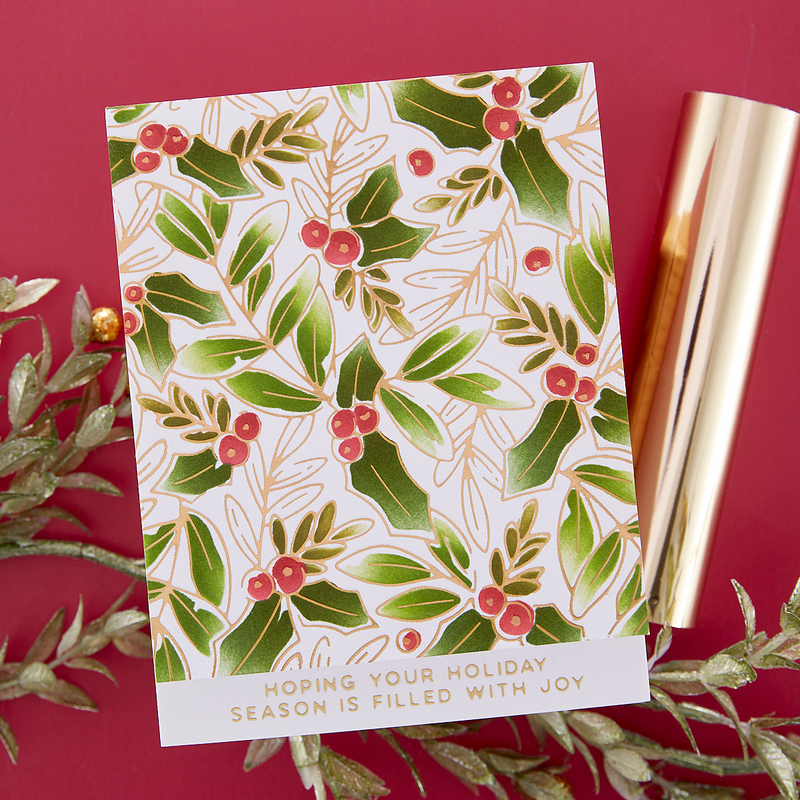 Spellbinders Glimmer Hot Foil Plate - Glimmer Holly Background, GLP-391