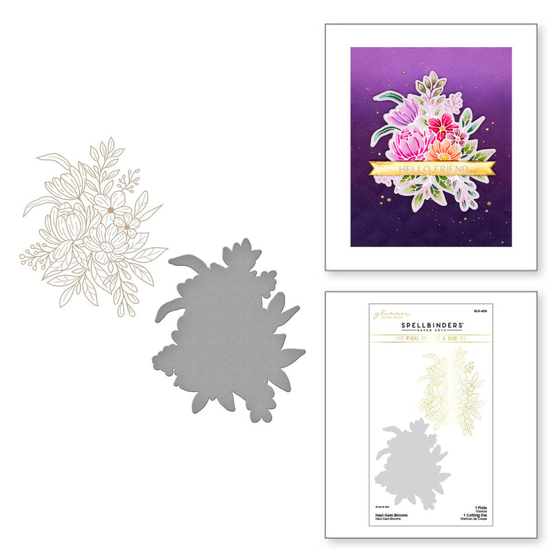 Spellbinders Glimmer Plate & Die Set - Hexi-Gem Blooms, GLP-409