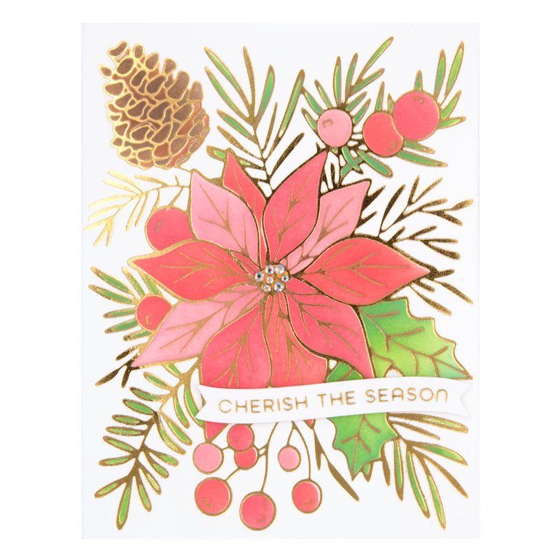 Spellbinders - Glimmer Full Bloom Poinsettia Hot Foil Plate & Stencil Bundle, BD-0774