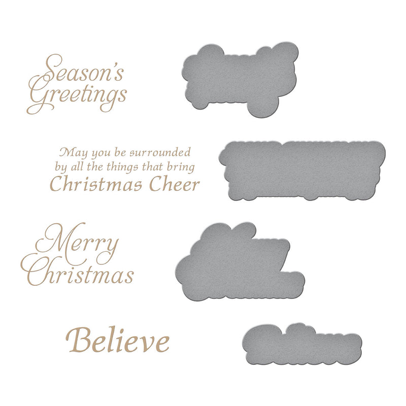 Spellbinders - Hot Foil Plate & Die Set - Snow Garden Sentiments, GLP-430