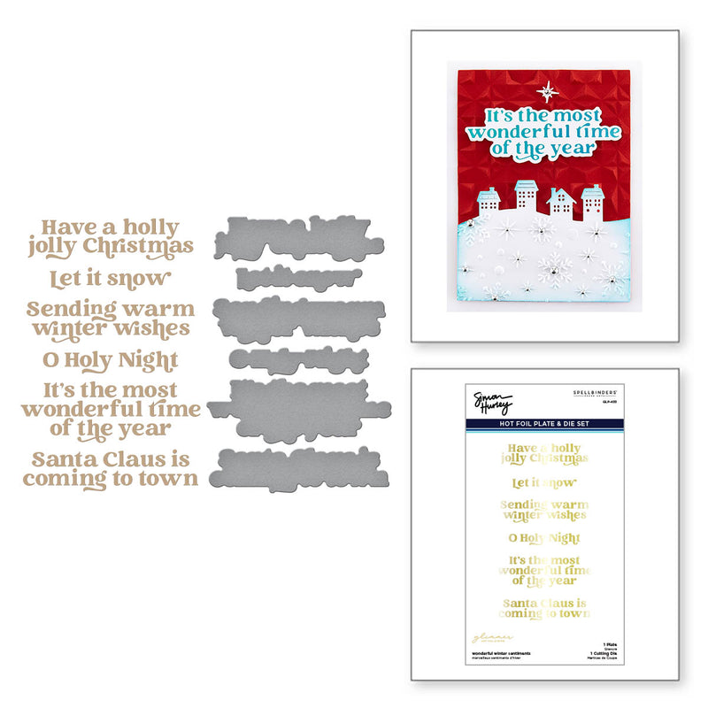 Spellbinders Glimmer Hot Foil Plate & Die Set - Wonderful Winter Sentiments, GLP-433 by: Simon Hurley