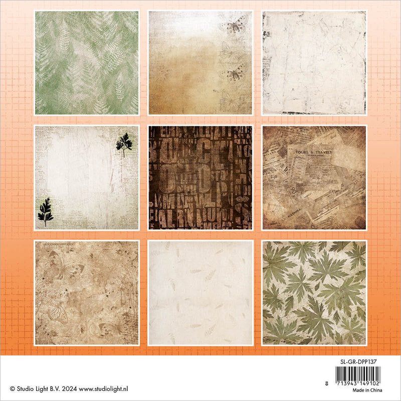 Studio Light Grunge 8x8 Paper Pad - Grunge Botanics, LGRPP137