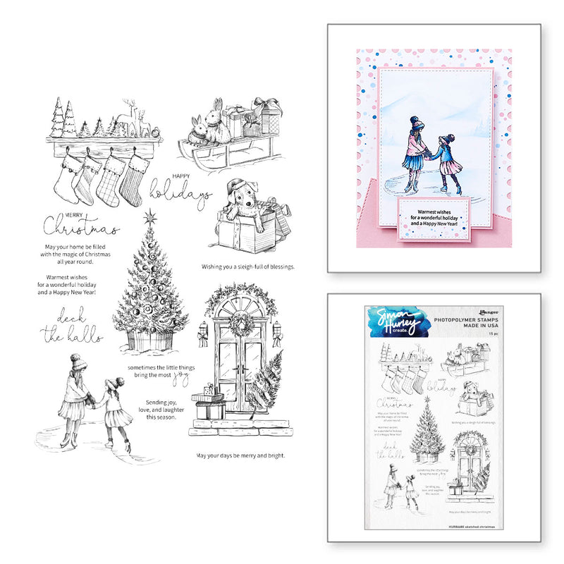 Spellbinders Stamp & Die Bundle - Sketched Christmas, BD-0889 by Simon Hurley