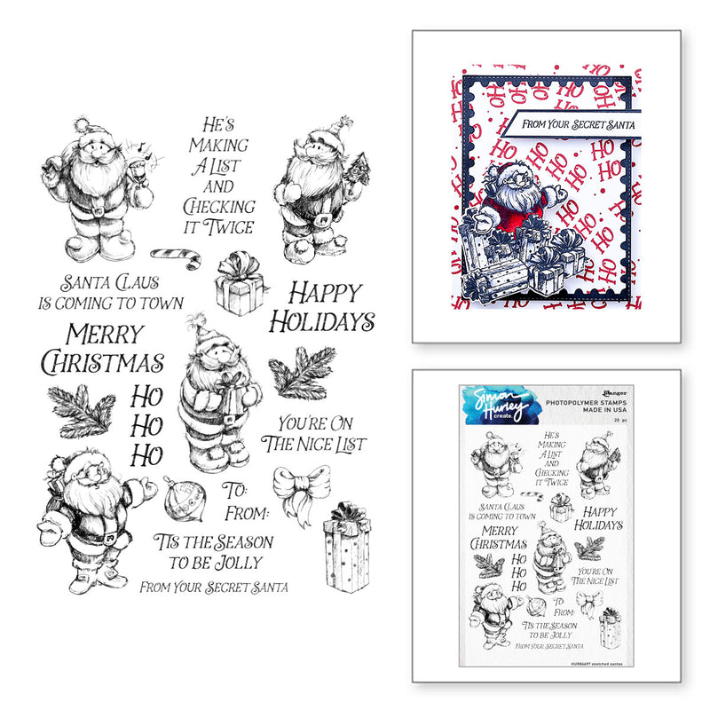 Spellbinders Stamp & Die Bundle - Sketched Santas, BD-0887 by Simon Hurley