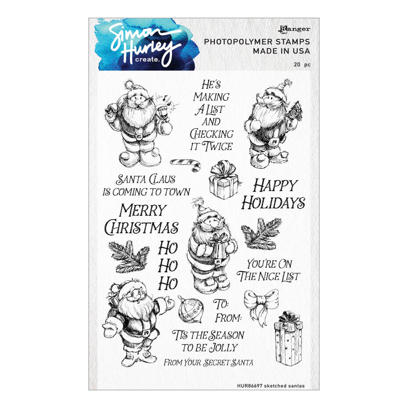 Spellbinders Stamp & Die Bundle - Sketched Santas, BD-0887 by Simon Hurley