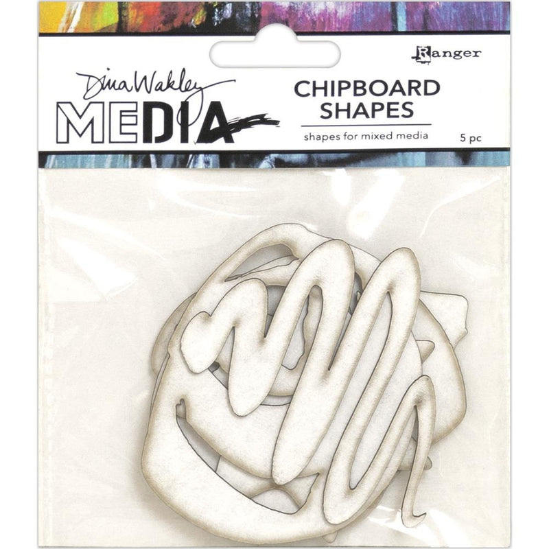 Dina Wakley MEdia Chipboard Shapes 5Pc - Basics, MDA65913